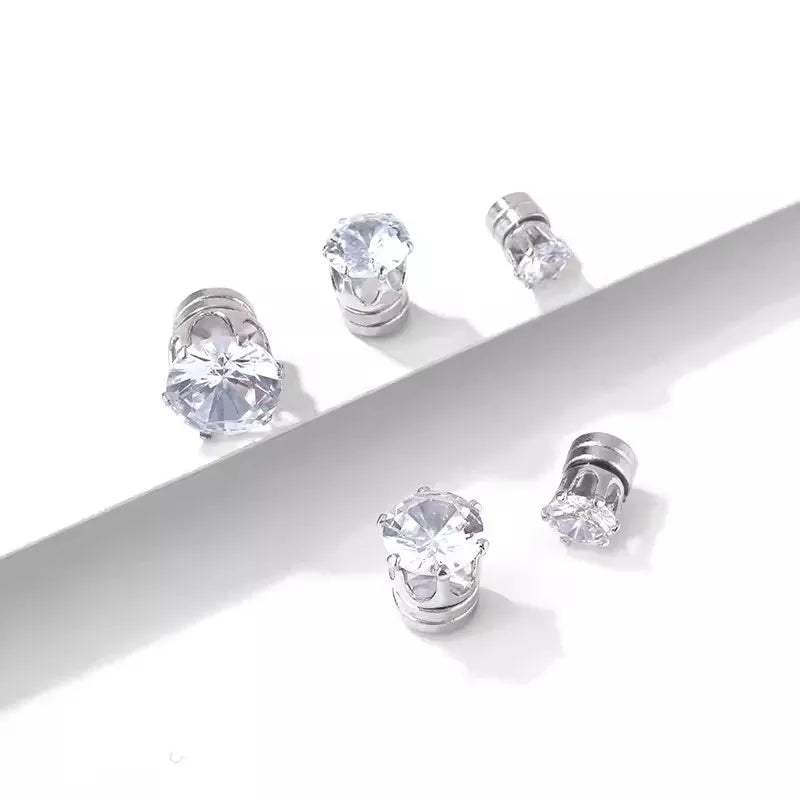 Simple Magnetic Earrings Ear Clips Men Women Stud Earring Crystal