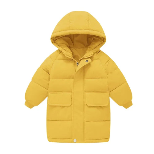 New Winter Boys Jacket Solid Color Mid-Length Keep Warm Cold