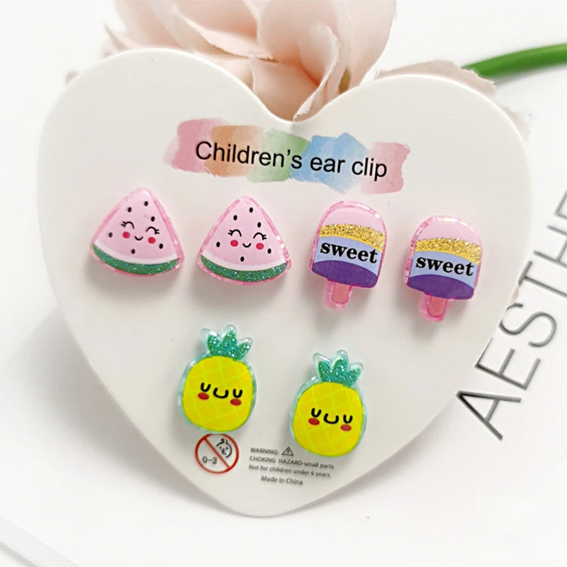 Strong Magnetic Children Clip on Earrings for Girls Non Piercing