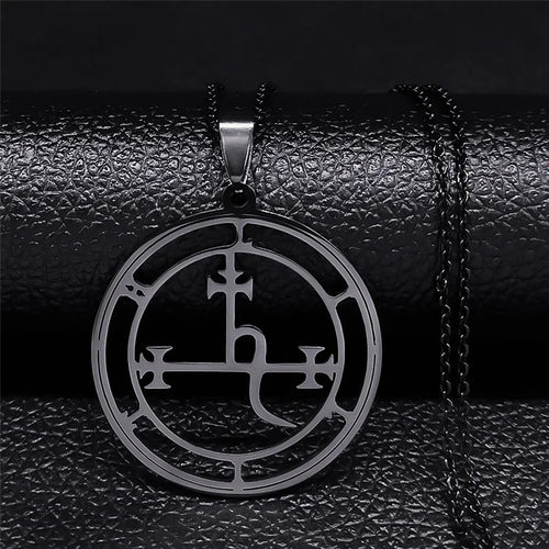 Stainless Steel Demon Seal Necklace Men/Women Silver Color Satan