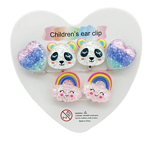 Strong Magnetic Children Clip on Earrings for Girls Non Piercing