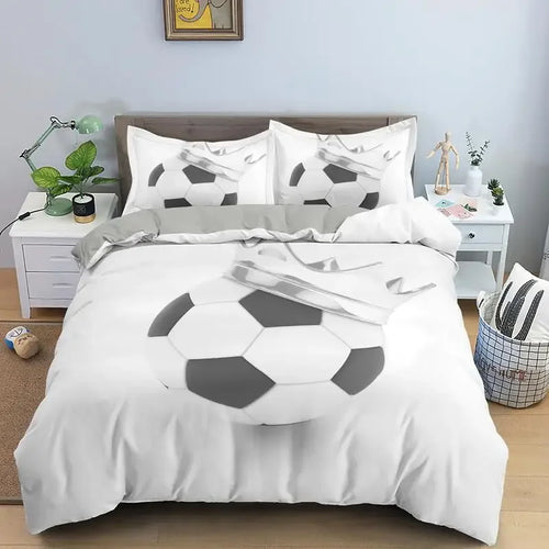 3D Football Bedding Set Soccer Duvet Cover Pillowcase Polyester