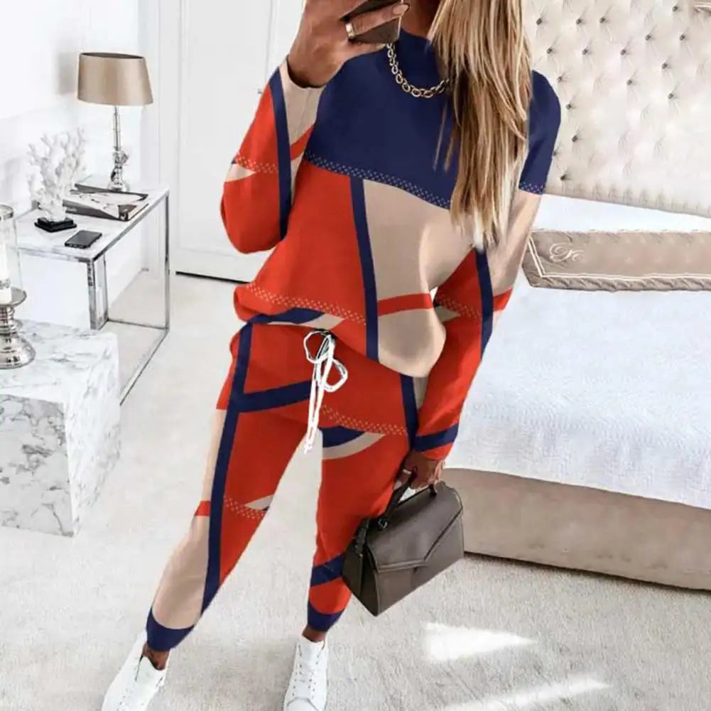 Women Color-block Suit Women Suit Colorblock Women's Sweatshirt Pants