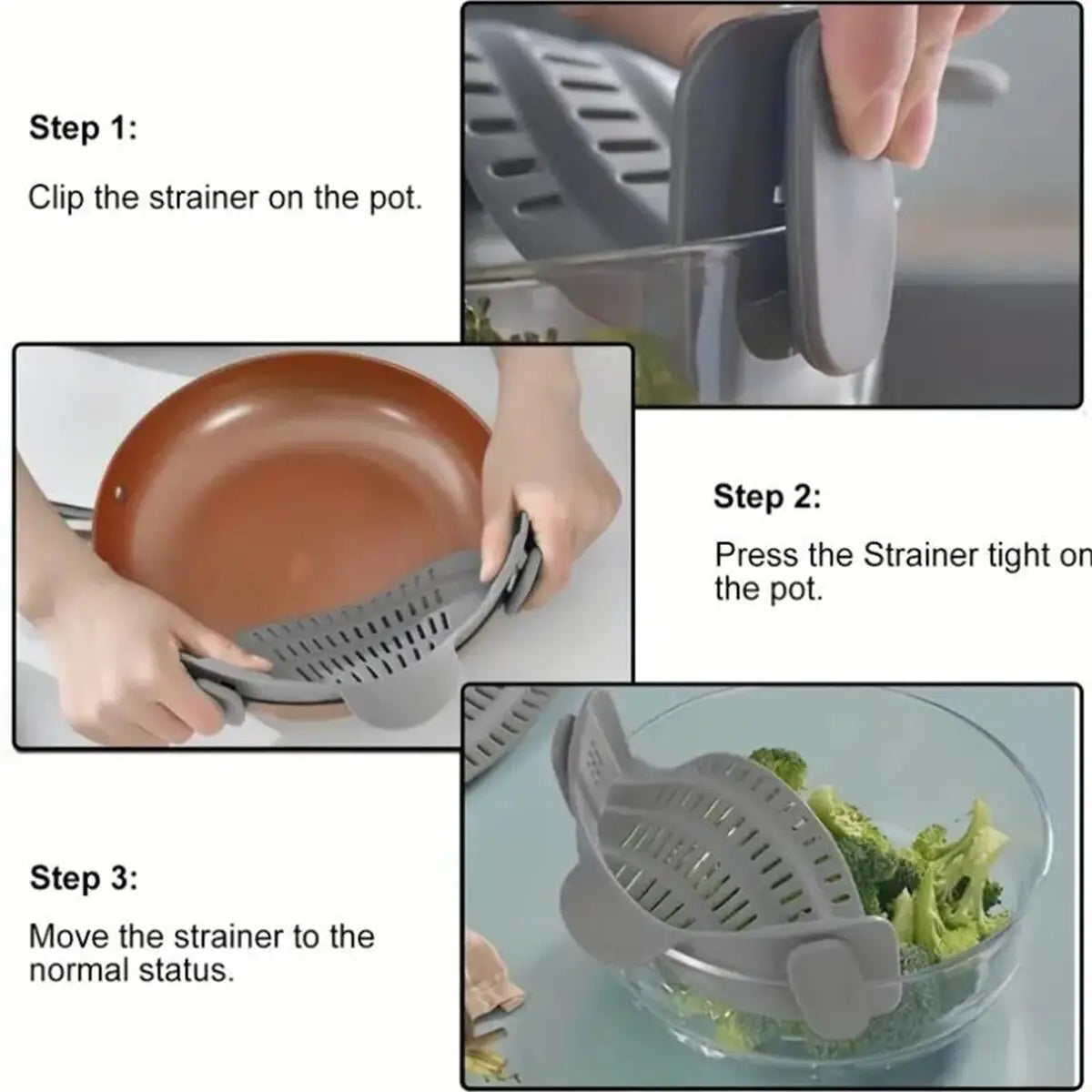 1pc, Strainer, Pot Strainer, Adjustable Clip On Strainer For Pots Pans