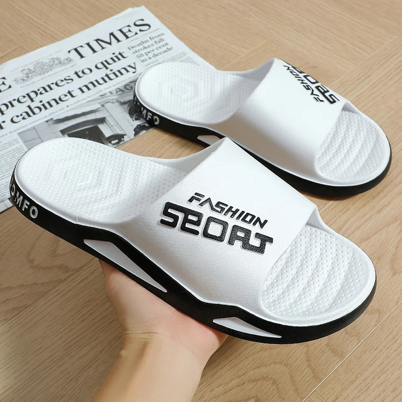 Slippers for men can be worn externally in summer. Trendy bathroom,