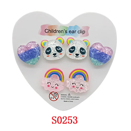 3PRS Strong Magnetic No Piercing Cute Earrings for Kids Children