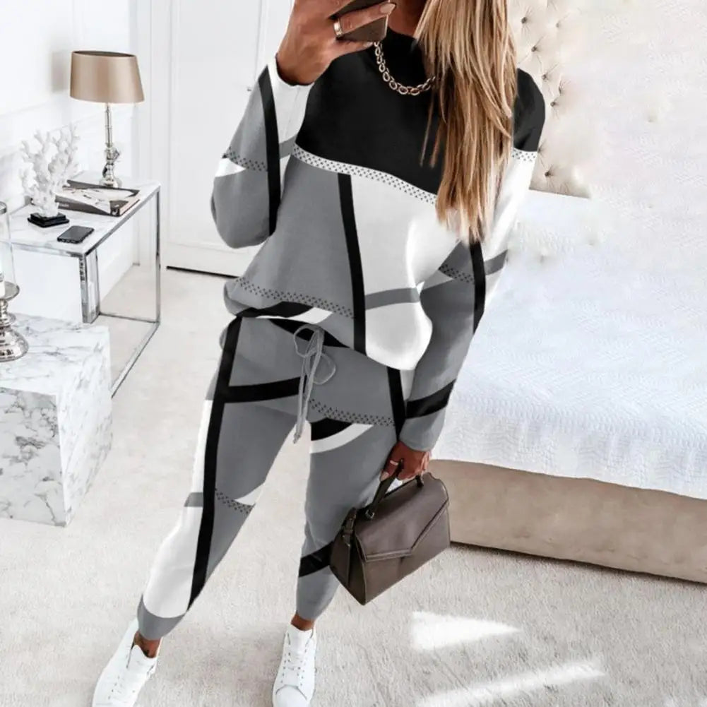 Women Color-block Suit Women Suit Colorblock Women's Sweatshirt Pants