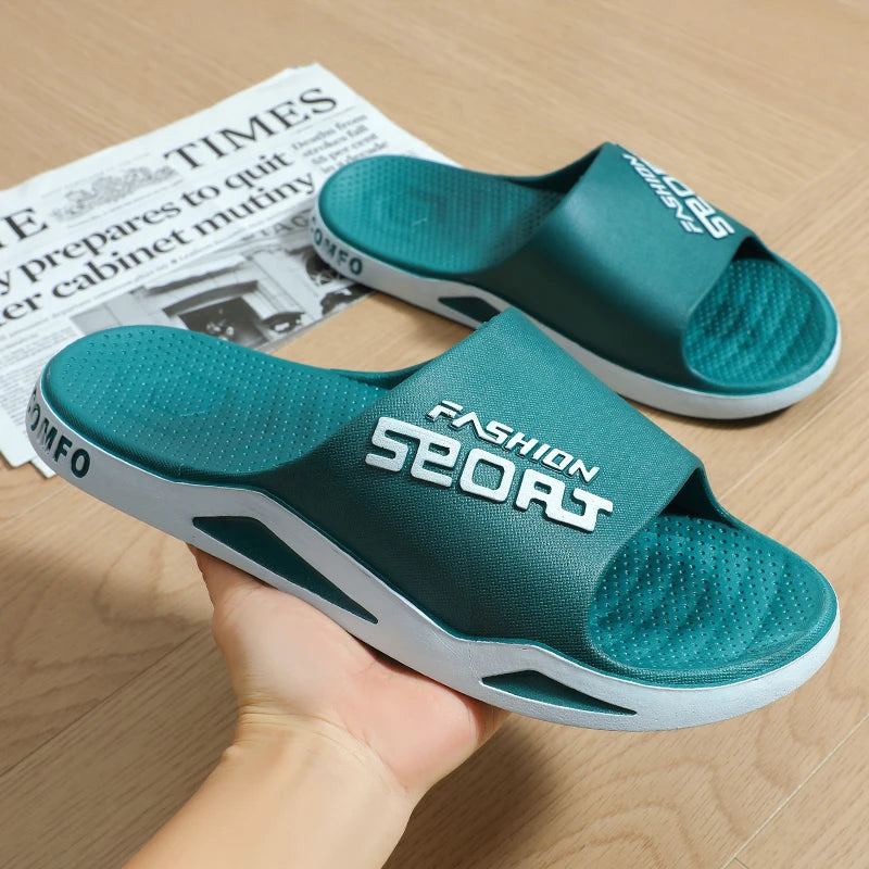 Slippers for men can be worn externally in summer. Trendy bathroom,