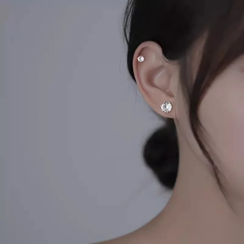 Simple Magnetic Earrings Ear Clips Men Women Stud Earring Crystal