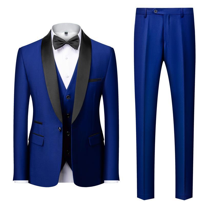 Men's Suit Set Green Fruit Collar Stage Suit Dress Host Performance Bridegroom Best Man Three-piece Suit