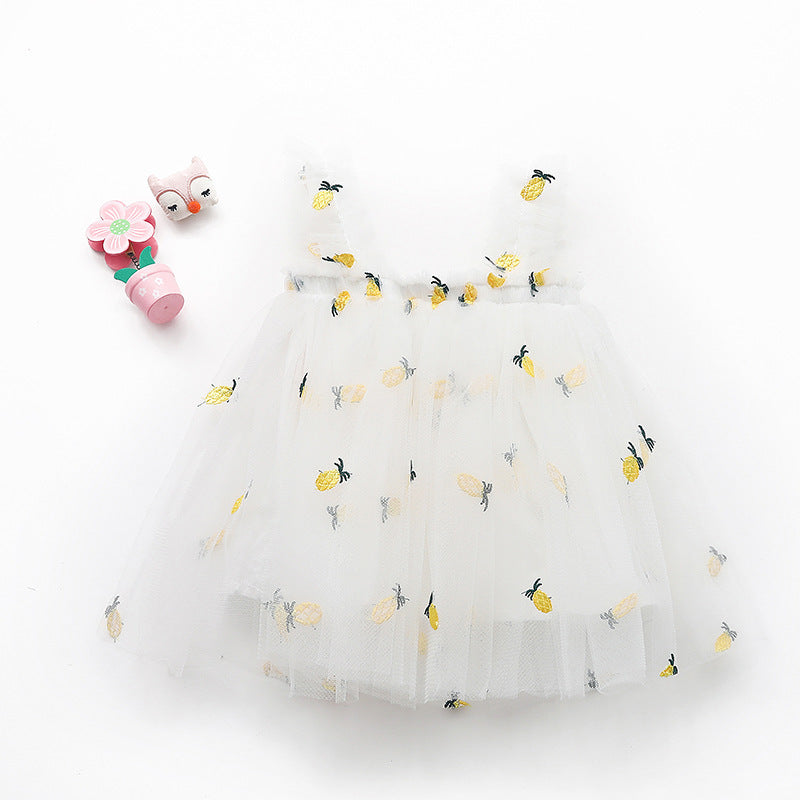 Flower Girl Sense Summer Girl Princess White Gauze Skirt Girl Baby Sling Net Gauze Dress Tutu Skirt