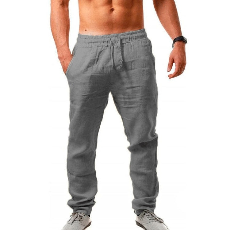 Summer Men's Breathable Linen Loose Leisure Sports Trousers