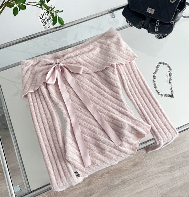 Off-shoulder Bow Lazy Sweater Women