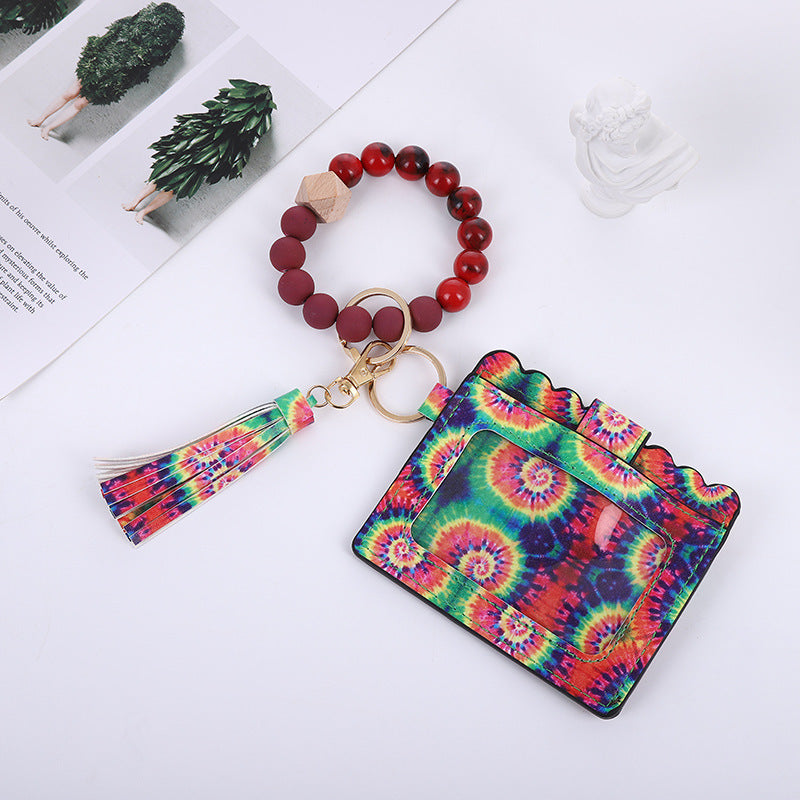 Silicone Bead Bracelet Card Bag Pu Tassel Women's Purse