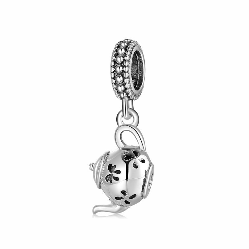 S925 Sterling Silver Beads Creative Tea Set Series Beads Pendant Diy Accessories