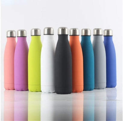 Insulated Stainless Steel Water Bottle Mug Rubber Painted Surface Vacuum Flask Coffee Cup Bottle