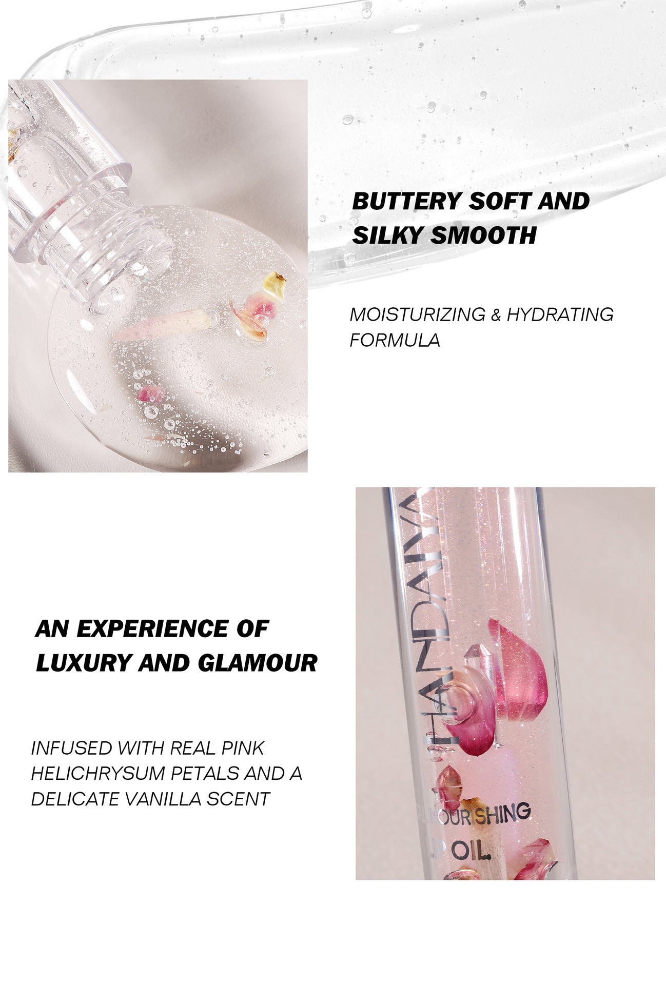 Transparent Dried Flower Lip Gloss Mirror Water Light Lasting