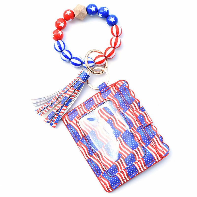 Silicone Bead Bracelet Card Bag Pu Tassel Women's Purse