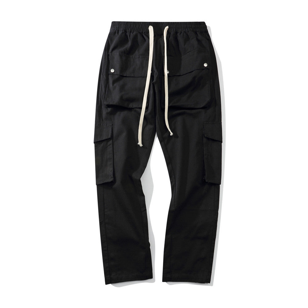 Solid Color Multi-pocket Cargo Pants Men