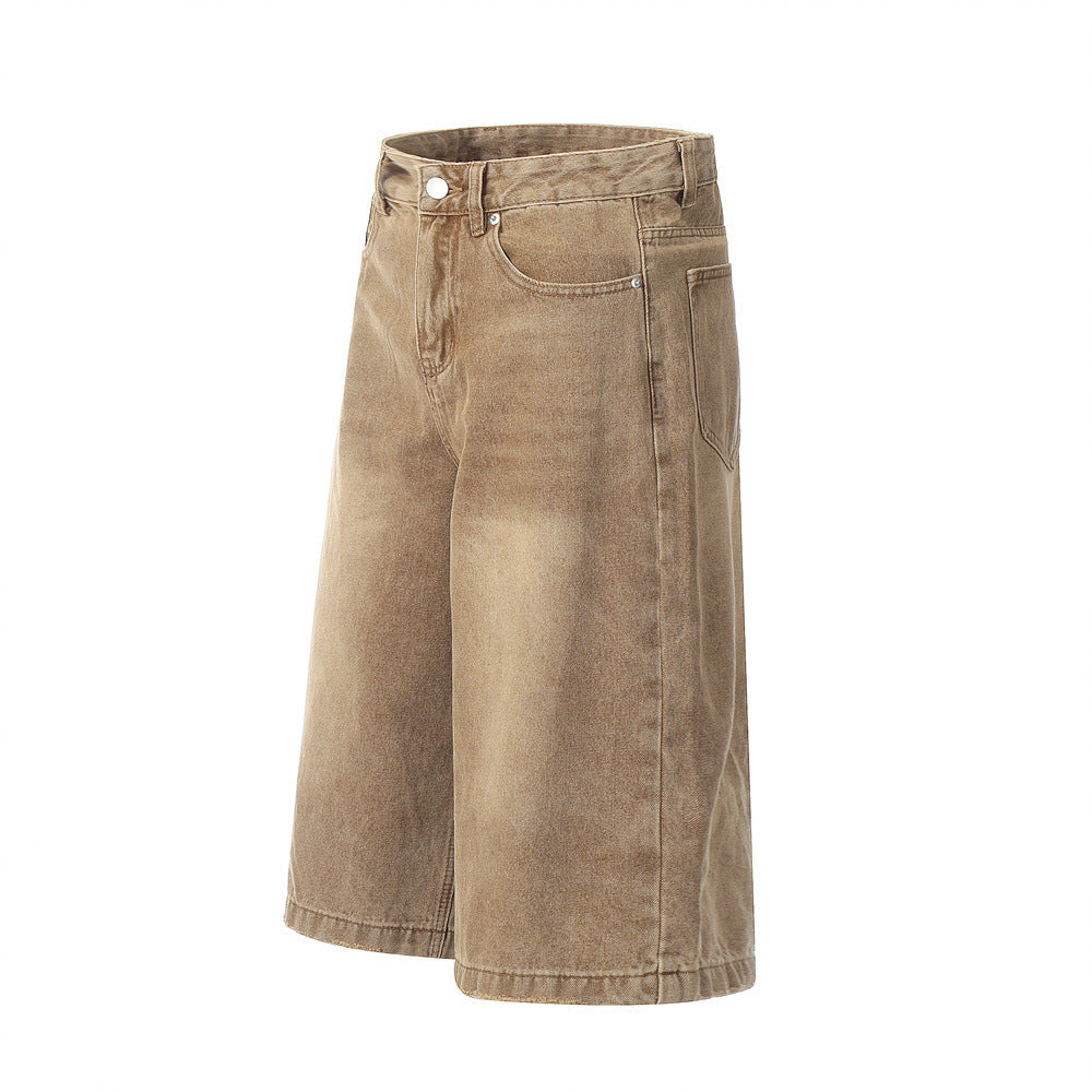 Worn Denim Cargo Pants Shorts For Men