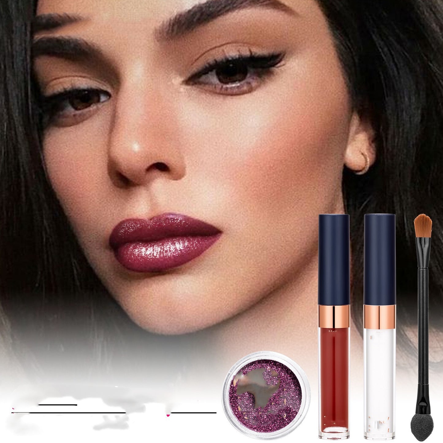 Glitter Lip Gloss Suit Cold Color Pallete