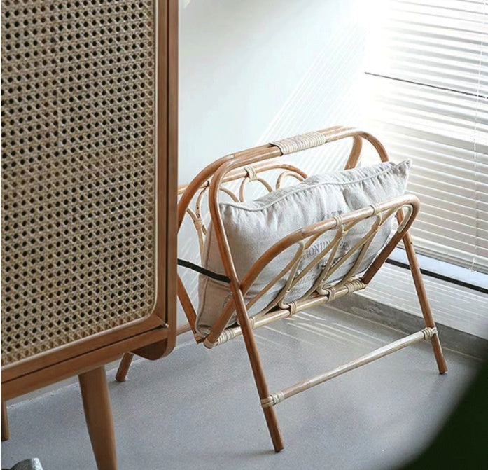 Japanese Rattan Rack For Storing Books And Newspapers