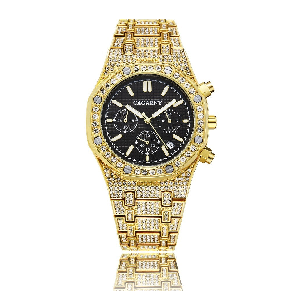 Shang Sports Business Men's Watch With Gold And Diamonds