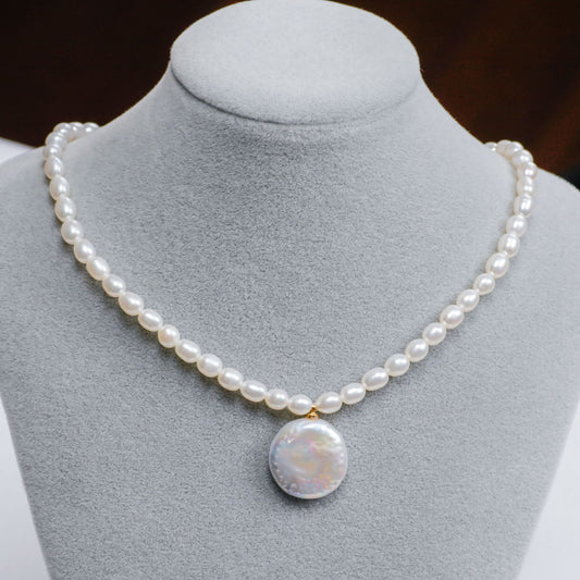 Freshwater Pearl Button Beads Necklace