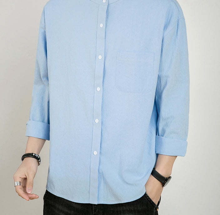 Men's Shirts New Cotton Solid Color