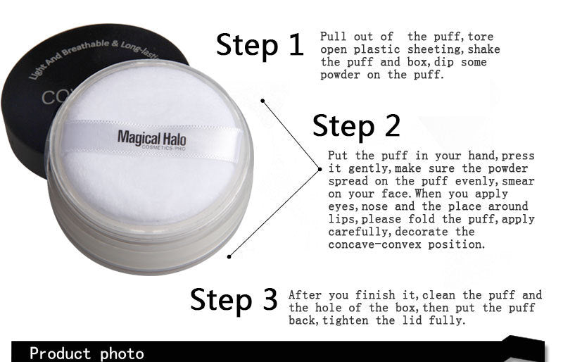 Makeup Magical Halo Three-color Natural Concealer Face Powder Finishing Loose Powder Makeup Waterproof Smear-proof