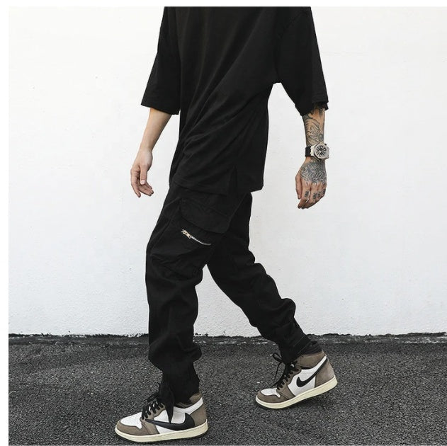 Men Drawstring Side Pocket Cargo Pants