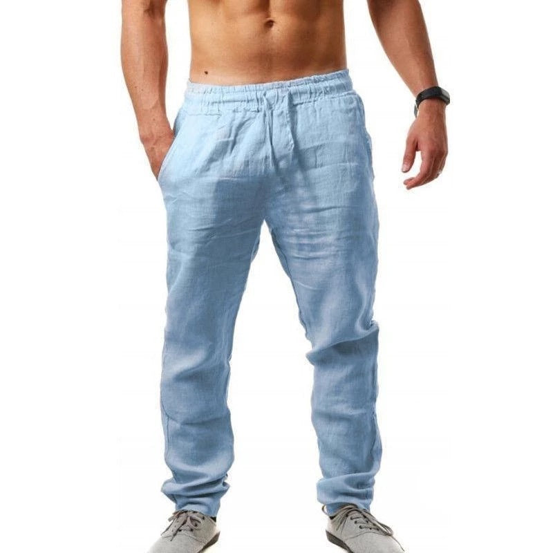 Summer Men's Breathable Linen Loose Leisure Sports Trousers