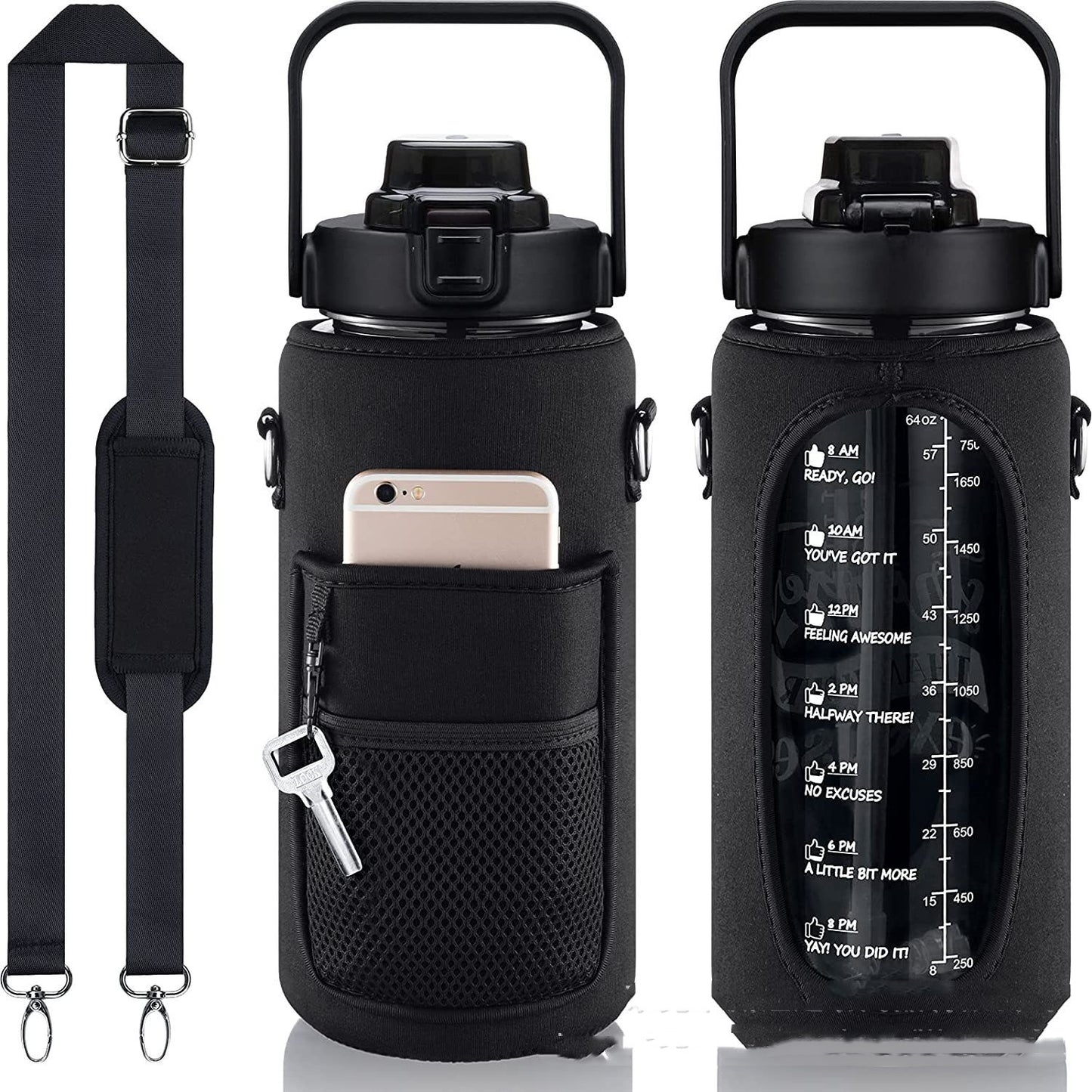 Outdoor Portable Travel With Scale Transparent Water Bottle Cup Set