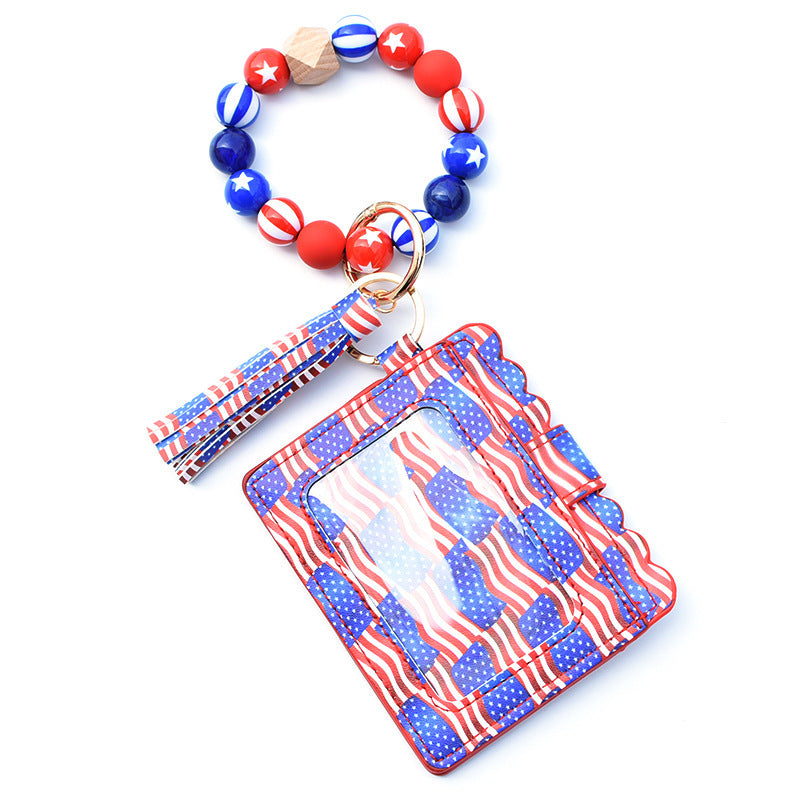 Silicone Bead Bracelet Card Bag Pu Tassel Women's Purse