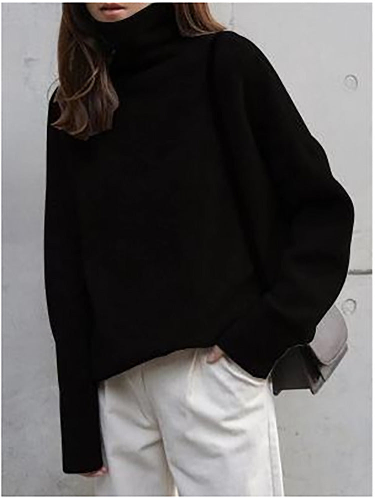 Turtleneck Pure Cashmere Sweater Women Thick Sweater Loose