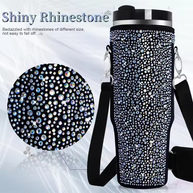 40 Oz Shiny Water Bottle Sets Handbag Adjustable Strap Pearlescent