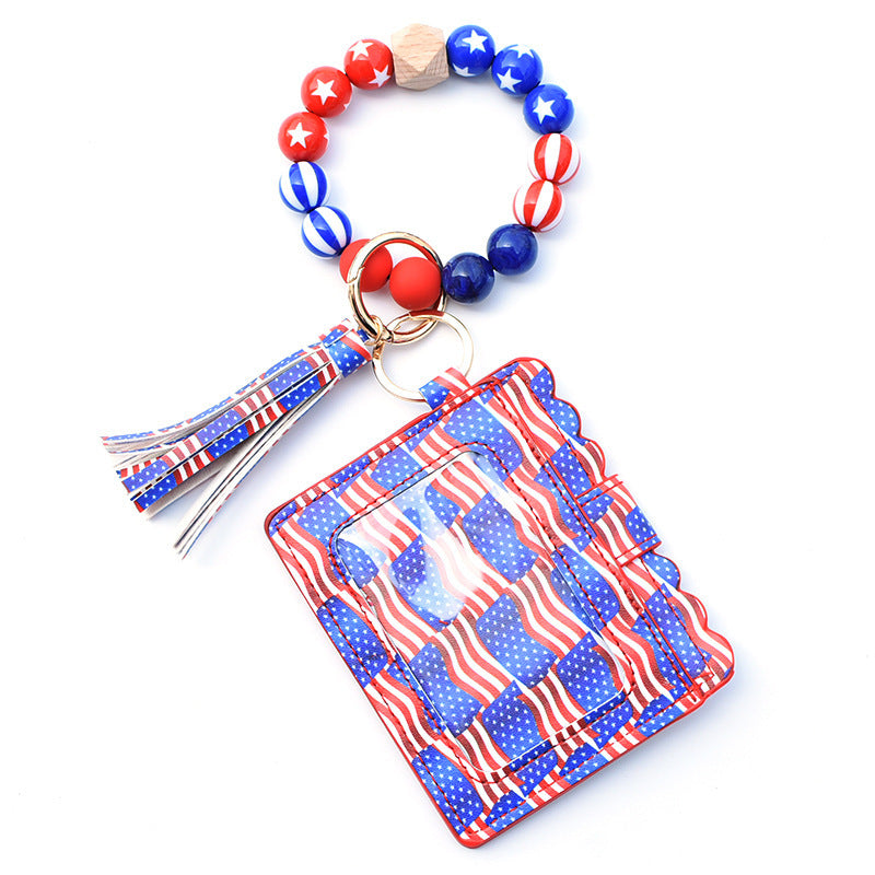 Silicone Bead Bracelet Card Bag Pu Tassel Women's Purse