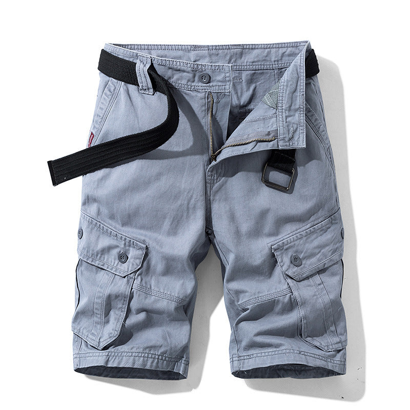 Solid Color Multi-pocket Cargo Shorts Men