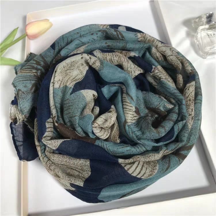 Printed Scarf Begonia Pattern Scarf Women's Warm Scarf