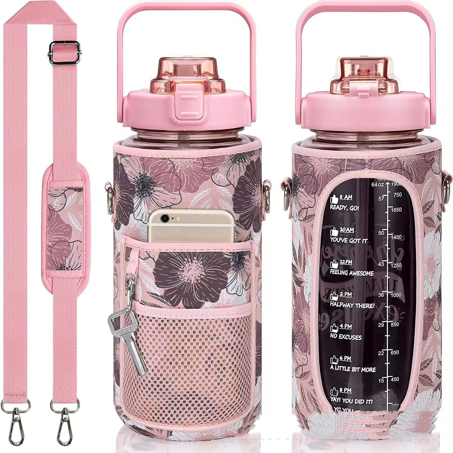 Outdoor Portable Travel With Scale Transparent Water Bottle Cup Set