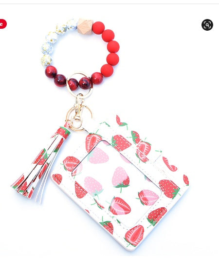 Silicone Bead Bracelet Card Bag Pu Tassel Women's Purse