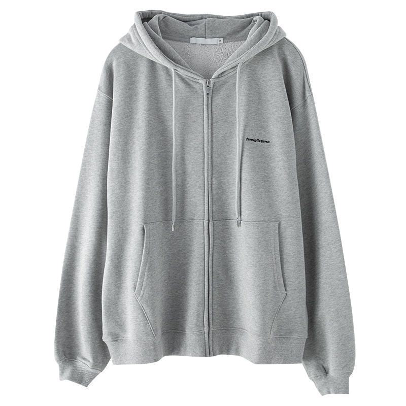 Small Grey Hooded Cardigan Sweater Women