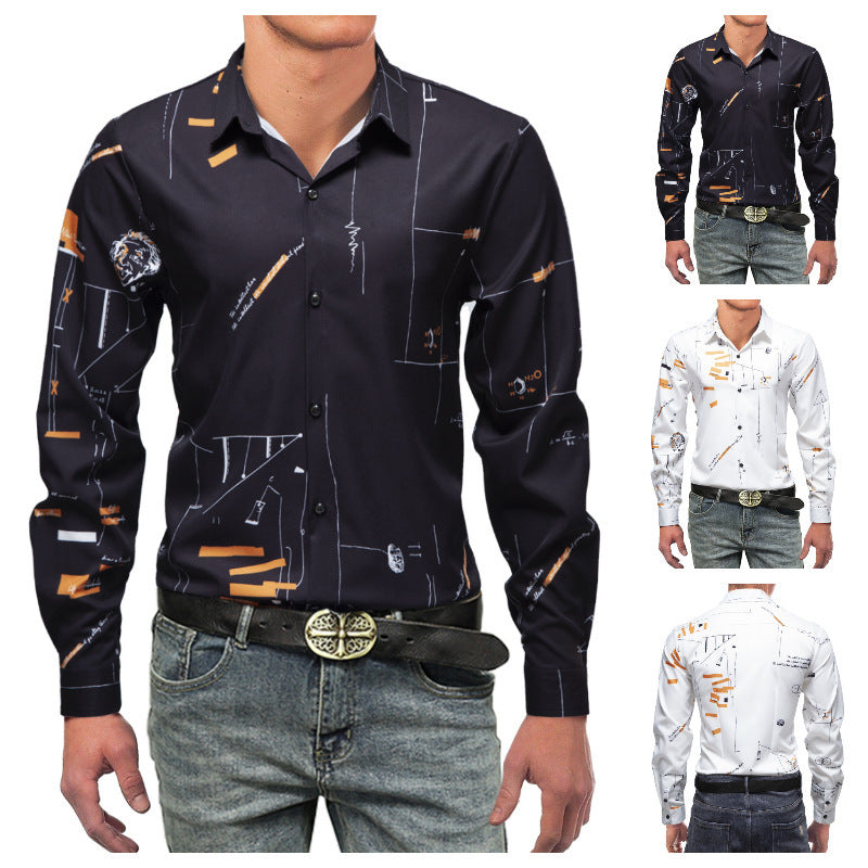 New Men's Shirts Casual Printed White