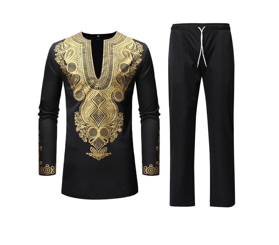 African Ethnic Print Men's Shirt Set