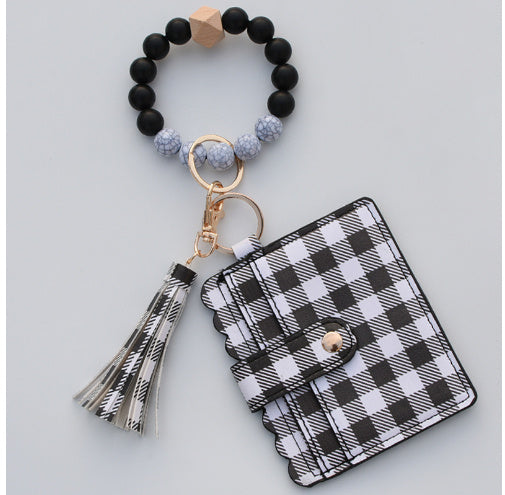 Silicone Bead Bracelet Card Bag Pu Tassel Women's Purse