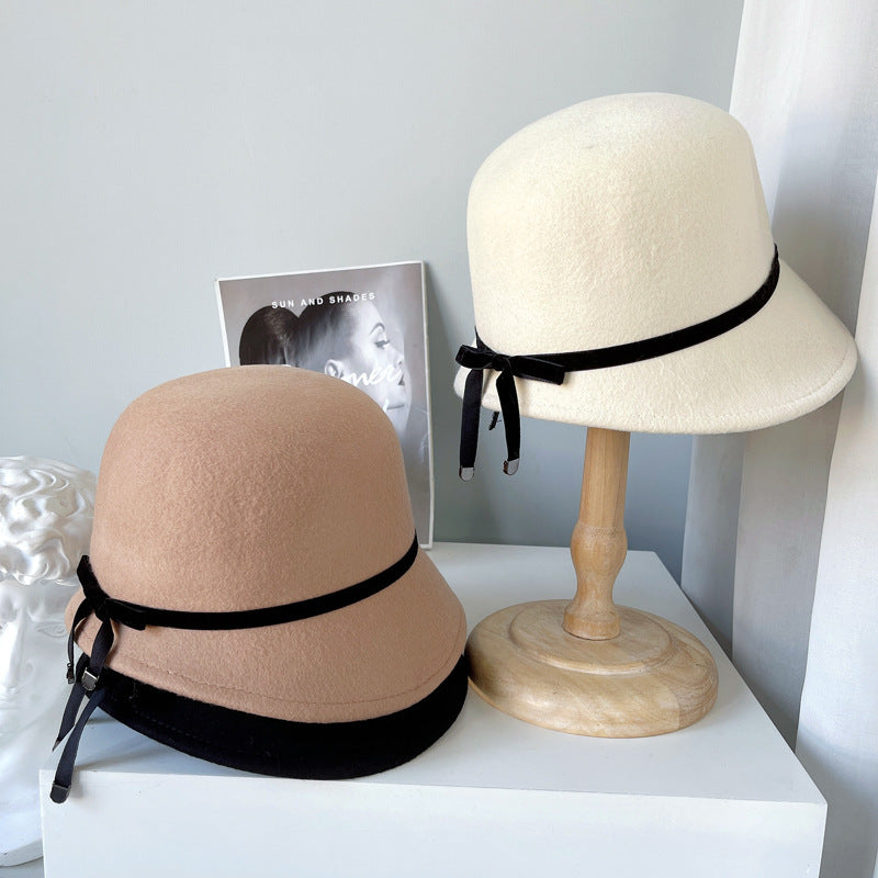 Wool Felt Hats Fine Bow Ladies