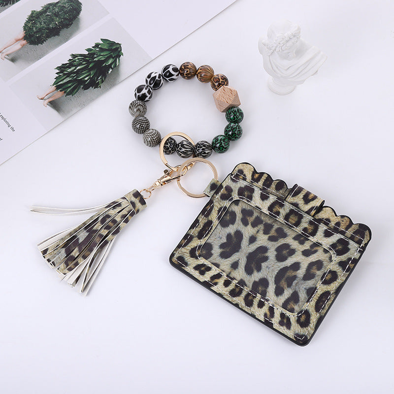 Silicone Bead Bracelet Card Bag Pu Tassel Women's Purse