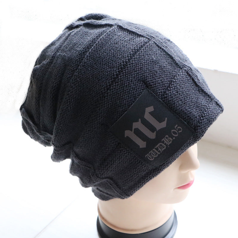 New Cloth Label Men's Hat Autumn And Winter Knitted Hat Fleece Lined Wool Hat Fashionable Pullover Nc Hat Warm Hat For Men