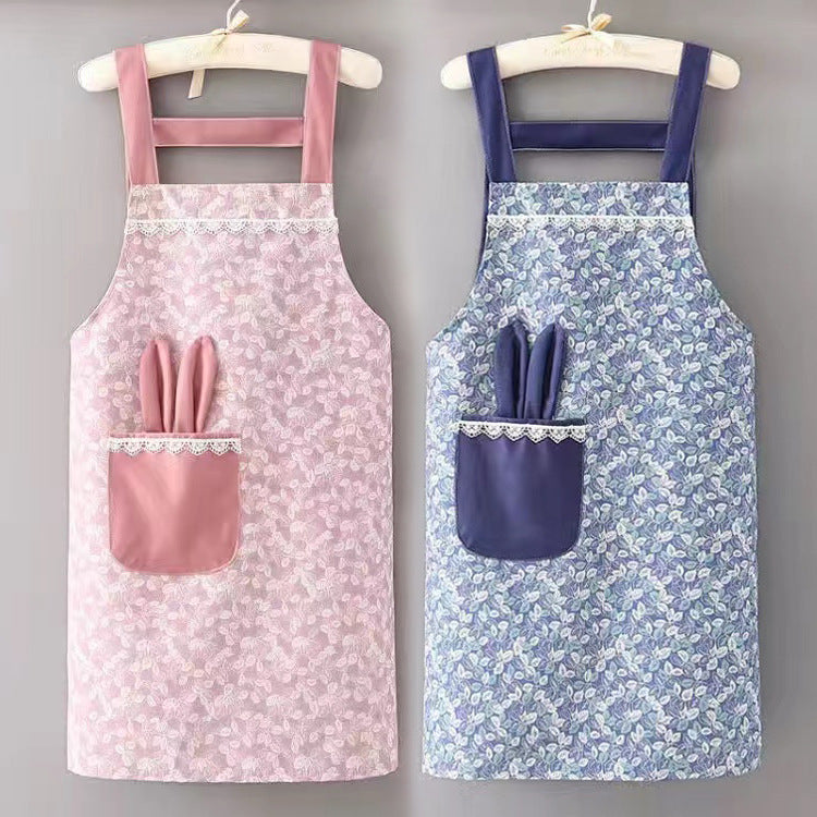 Cute Rabbit Ears Work Korean Version Cooking Apron