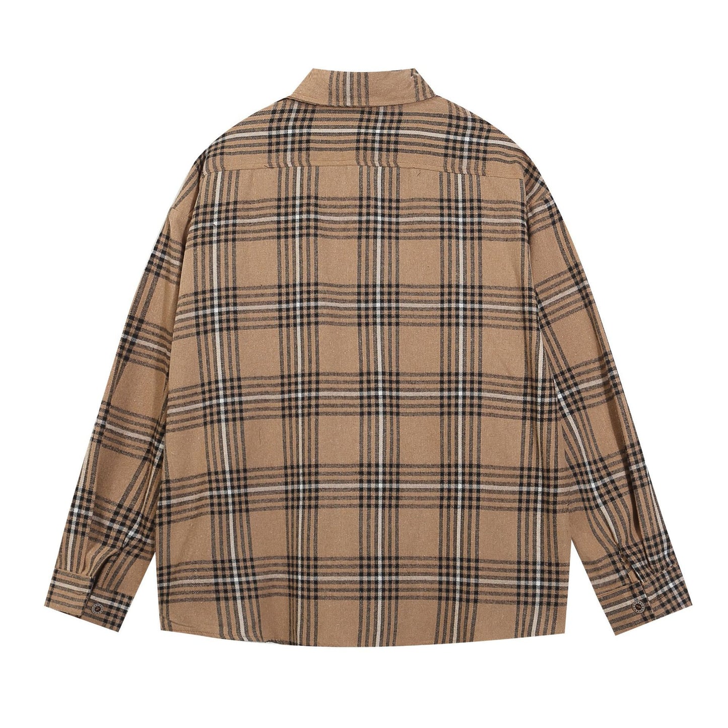 Japanese Style Vintage Plaid Dachshund Dog Embroidered Long-sleeved Shirt Autumn Loose Men's And Women's All-match Trendy Shirt